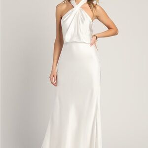 Elegant White Halter Dress